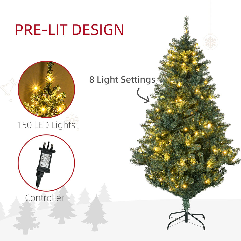 Everglow Warm LED Pre-Lit Green Artificial Christmas Tree with Decoration Banner Tag 6ft Image 5