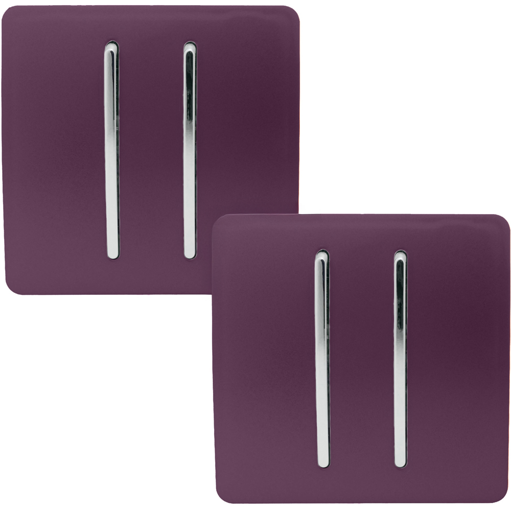 Trendi Switch 2 Gang 1 or 2 Way Plum Purple Rocker Light Switch 2 Pack Image 1