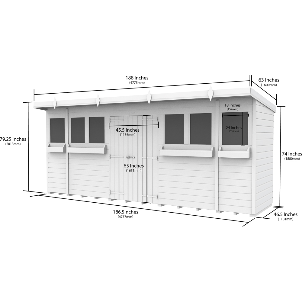 DIY Sheds 16 x 4ft Tongue and Groove Timber Pent Summer Garden Shed Image 8