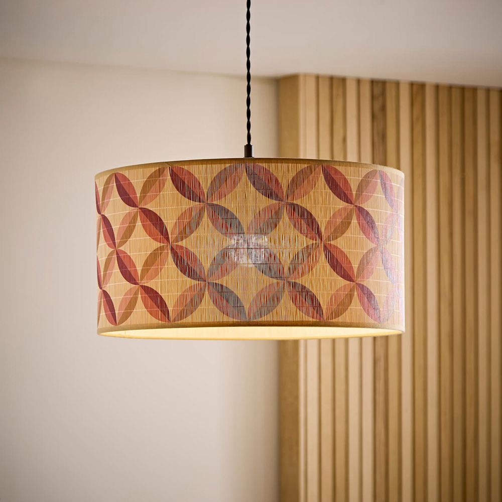ValueLights Lori Geo Print Bamboo Drum Easy Fit Ceiling Light Lamp Shade 45cm Image 5