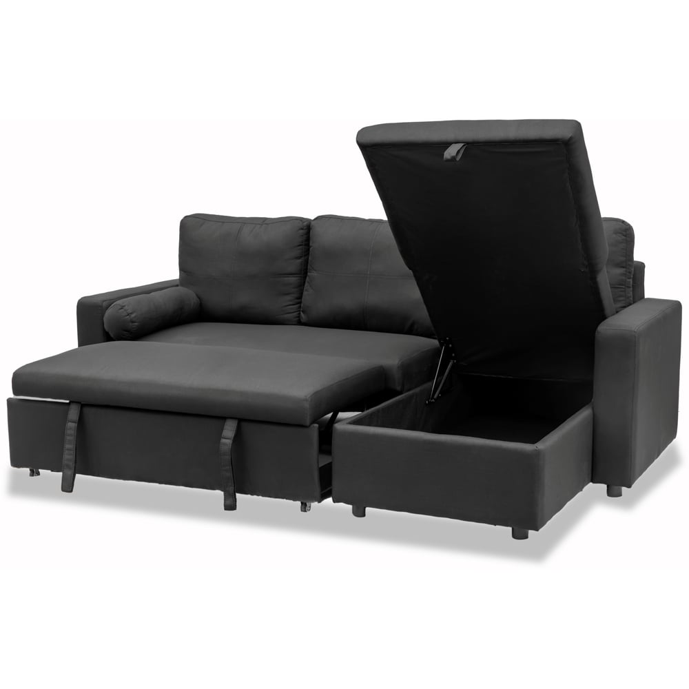 Indoor Living Manhattan 3 Seater Black Corner Sofa Bed Image 5