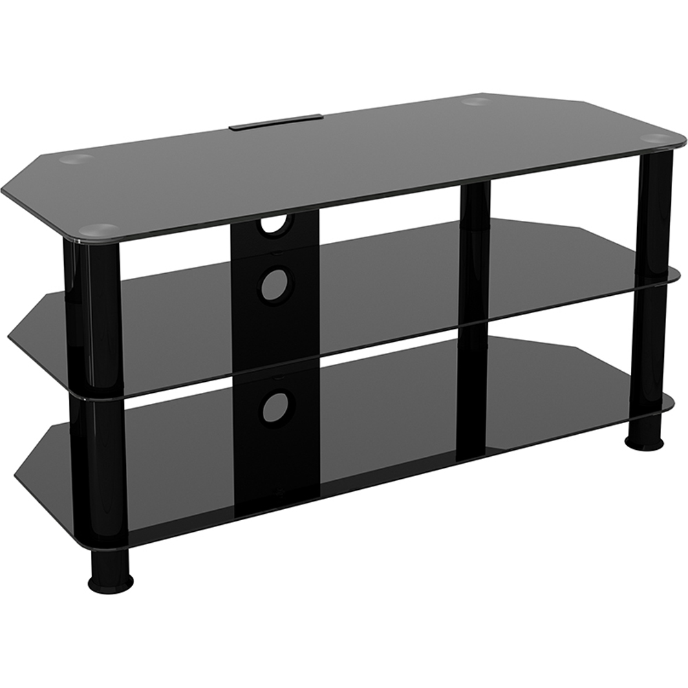 AVF Classic 2 Shelf Black Glass Top Corner TV Stand Image 2