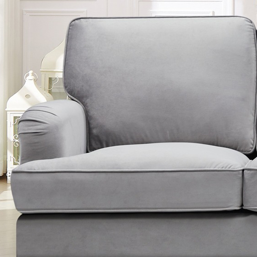 Woodbury 3 Seater Grey Velvet Sofa Image 2