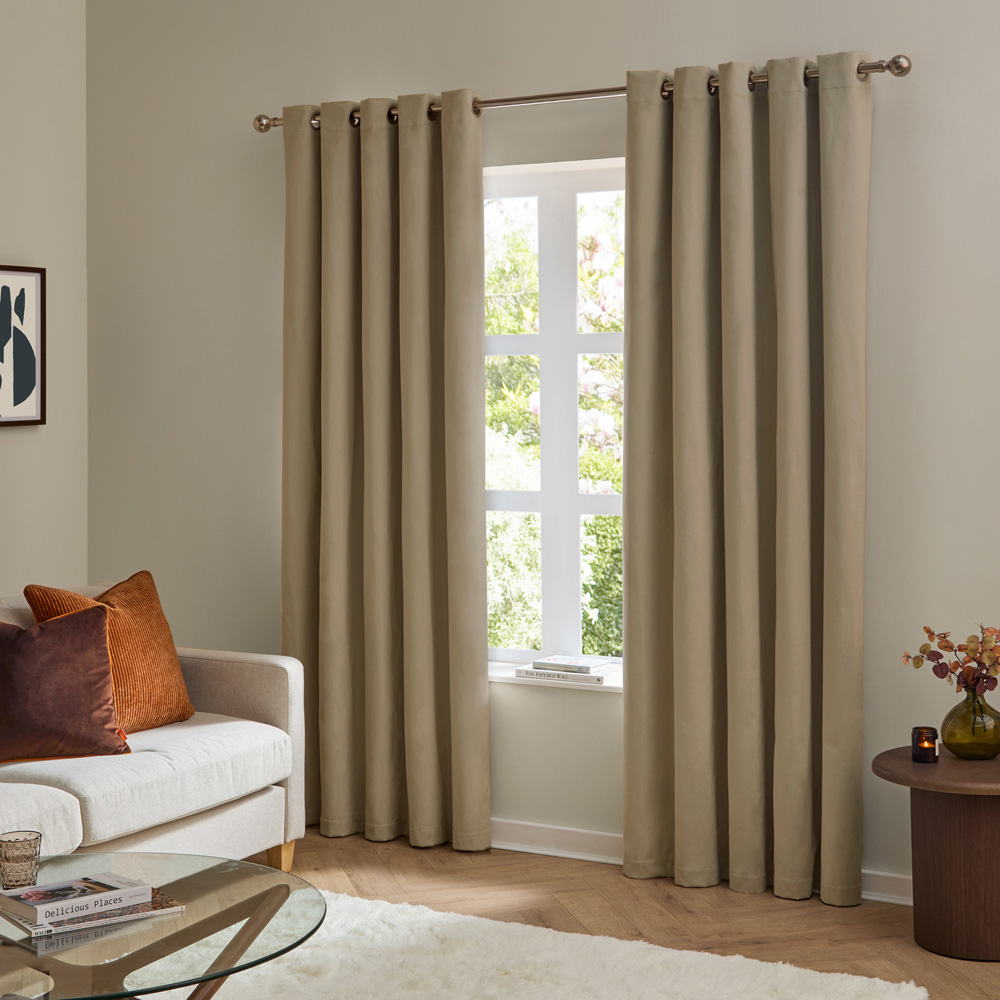Furn The Ultimate Mocha Velvet Blackout Eyelet Curtains 168 x 183cm Image 5