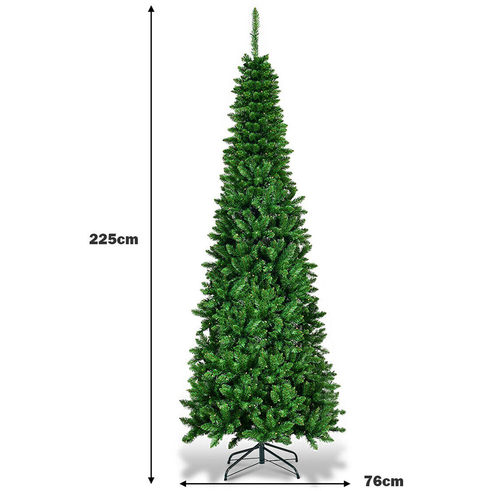 Costway 350 Warm White LED Pre-Lit Artificial Pencil Christmas Tree 7.5ft Image 9