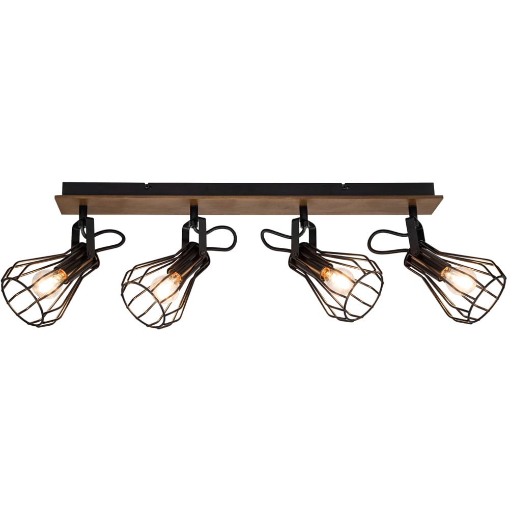 Cosylyte Kendan Matt Black 4 Light Wire Shade Spotlight Image 3