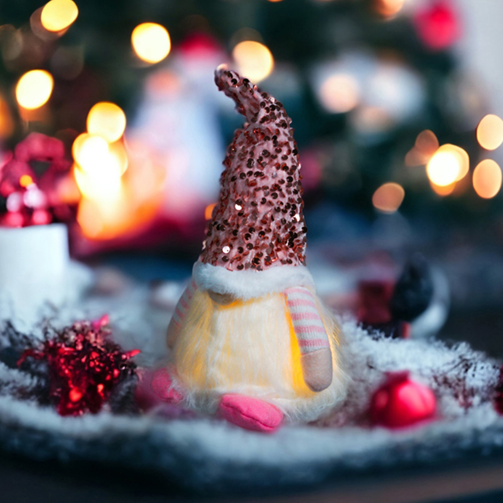 Xmas Haus Pink Sparkly Light Up Festive Gonk Decoration Image 3