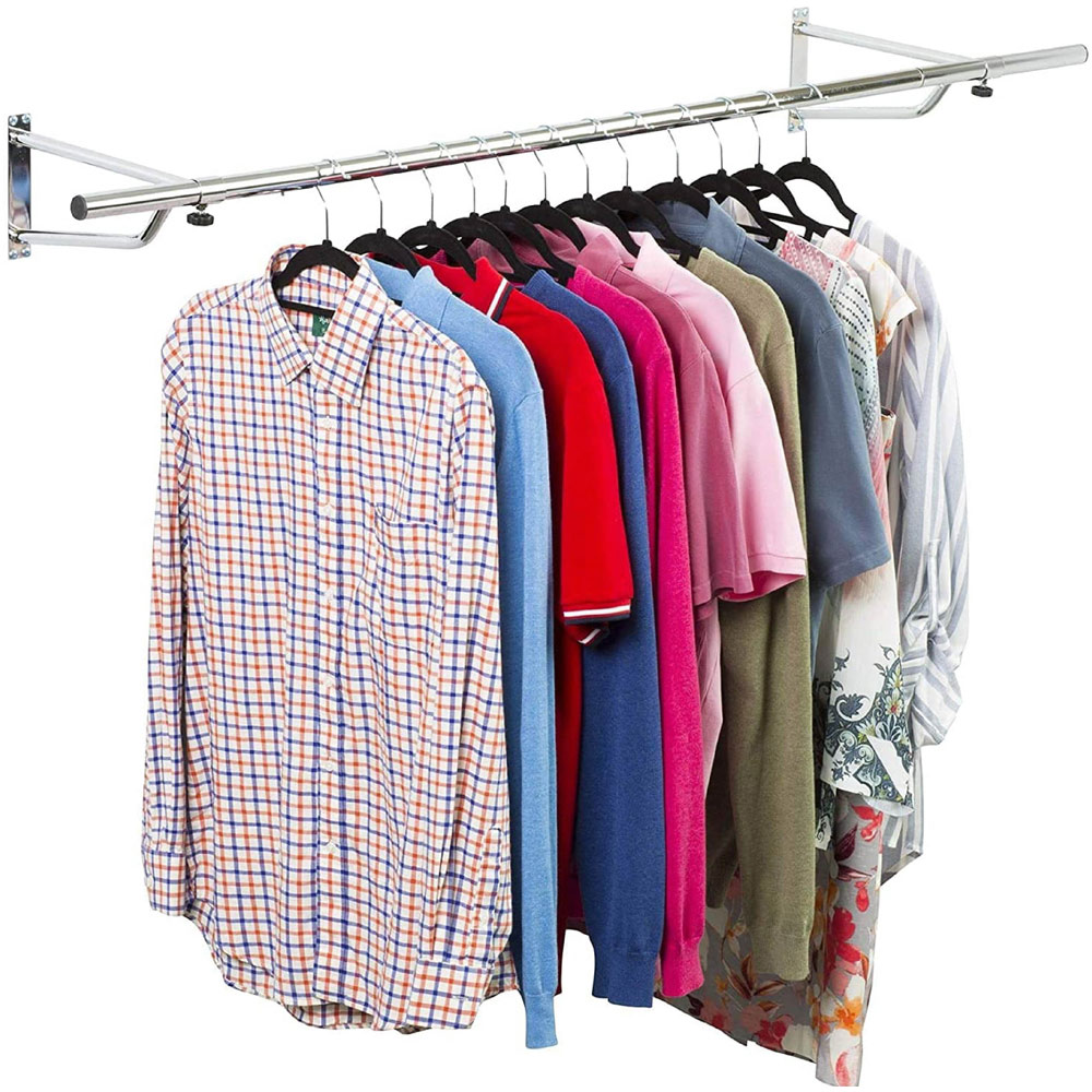 House of Home Silver 4ft Wall-Mounted Clothes Rail Image 3