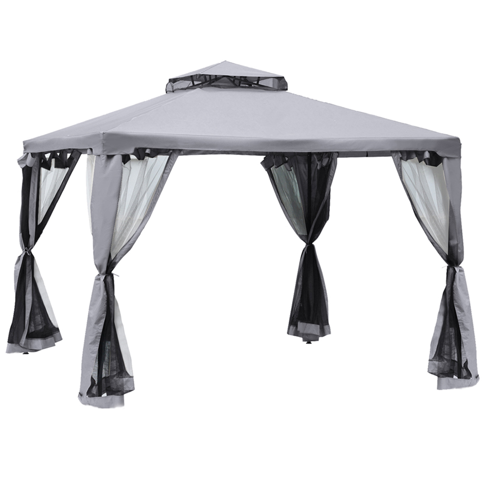 3x3m Gazebo 2-tier Roof Party Tent Grey Image 2