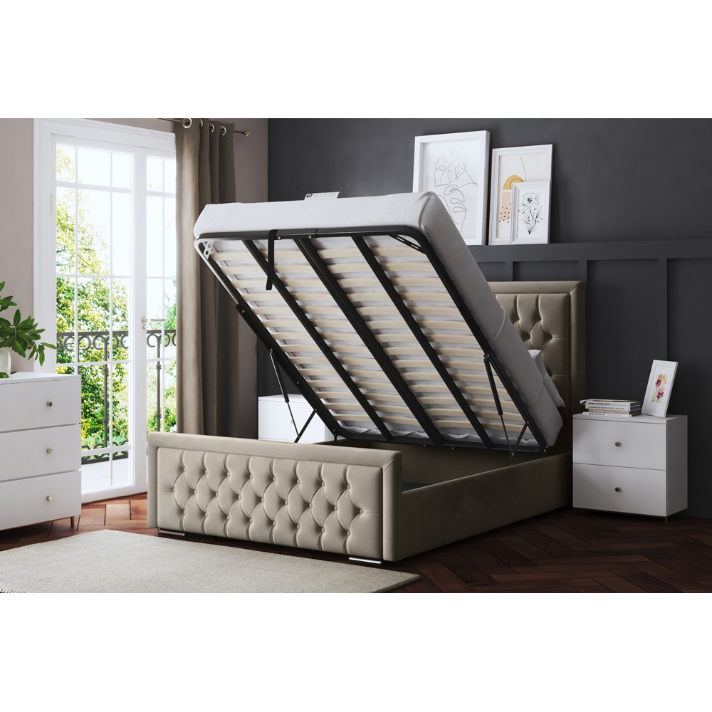 DS Living Allegra King Size Cream Upholstered Ottoman Bed with Headboard Image 5