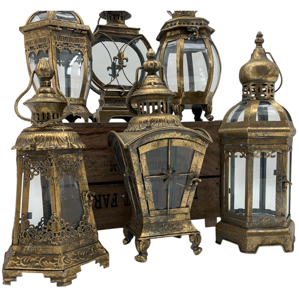 Acacia Home 6 Piece Bronzed Metal Garden Lantern Set 40cm Image 4
