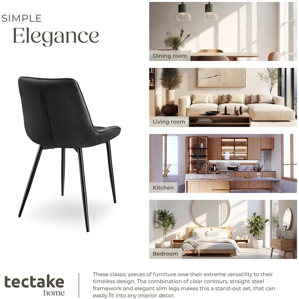 tectake Monroe Set of 4 Black Dining Chair Image 7
