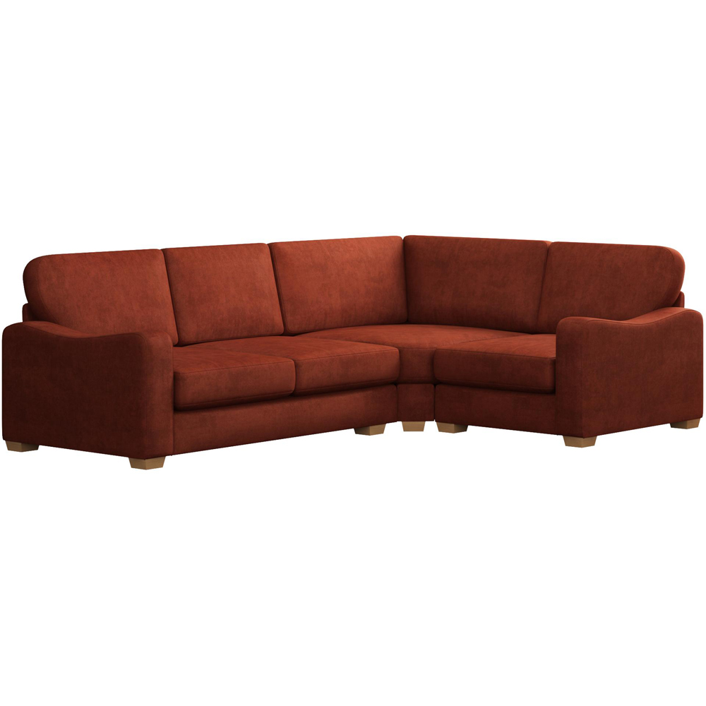 Theadford 3 Seater Marmalade Plush Velvet Fixed Back Right Hand Corner Sofa Image 2