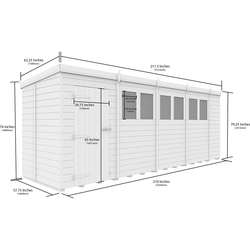 Foreverspaces 18 x 5ft Composite Board Pent Garden Shed Image 3