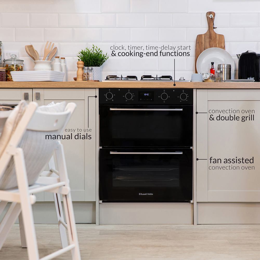 Russell Hobbs RH72DEO1001B/02 Black 92L Built-In 72cm High Double Oven Image 4