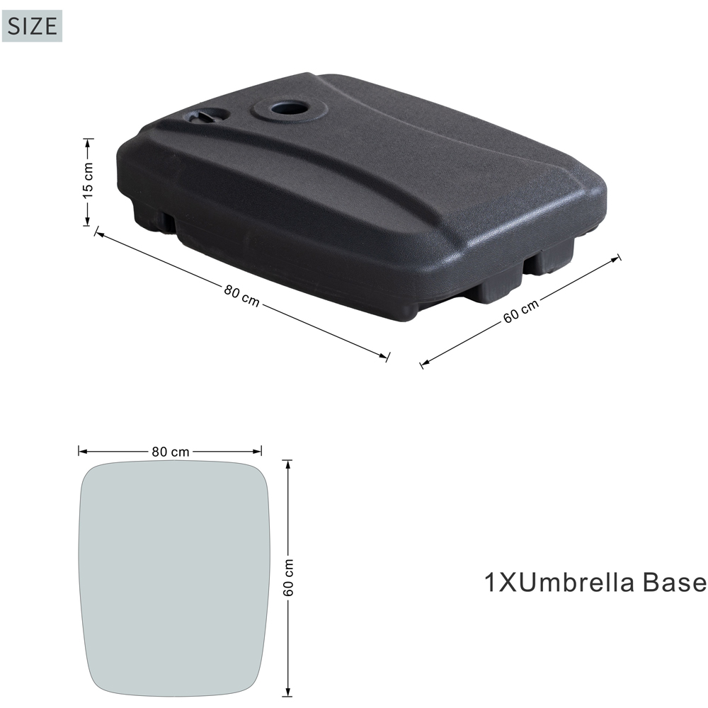 Direct Wicker Black Water and Sand Filled Parasol Base 60kg Image 9