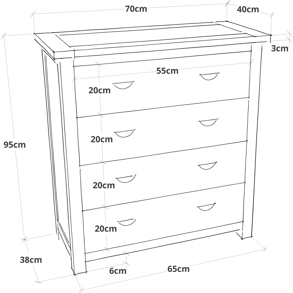 Cabinet Bits Lovere 4 Drawer Off White Chrome Cup Handle Chest of Drawers Image 9