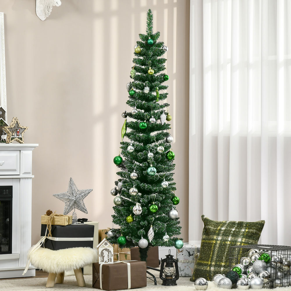 Everglow Snow Dipped Green Artificial Christmas Pencil Tree 5.5ft Image 2