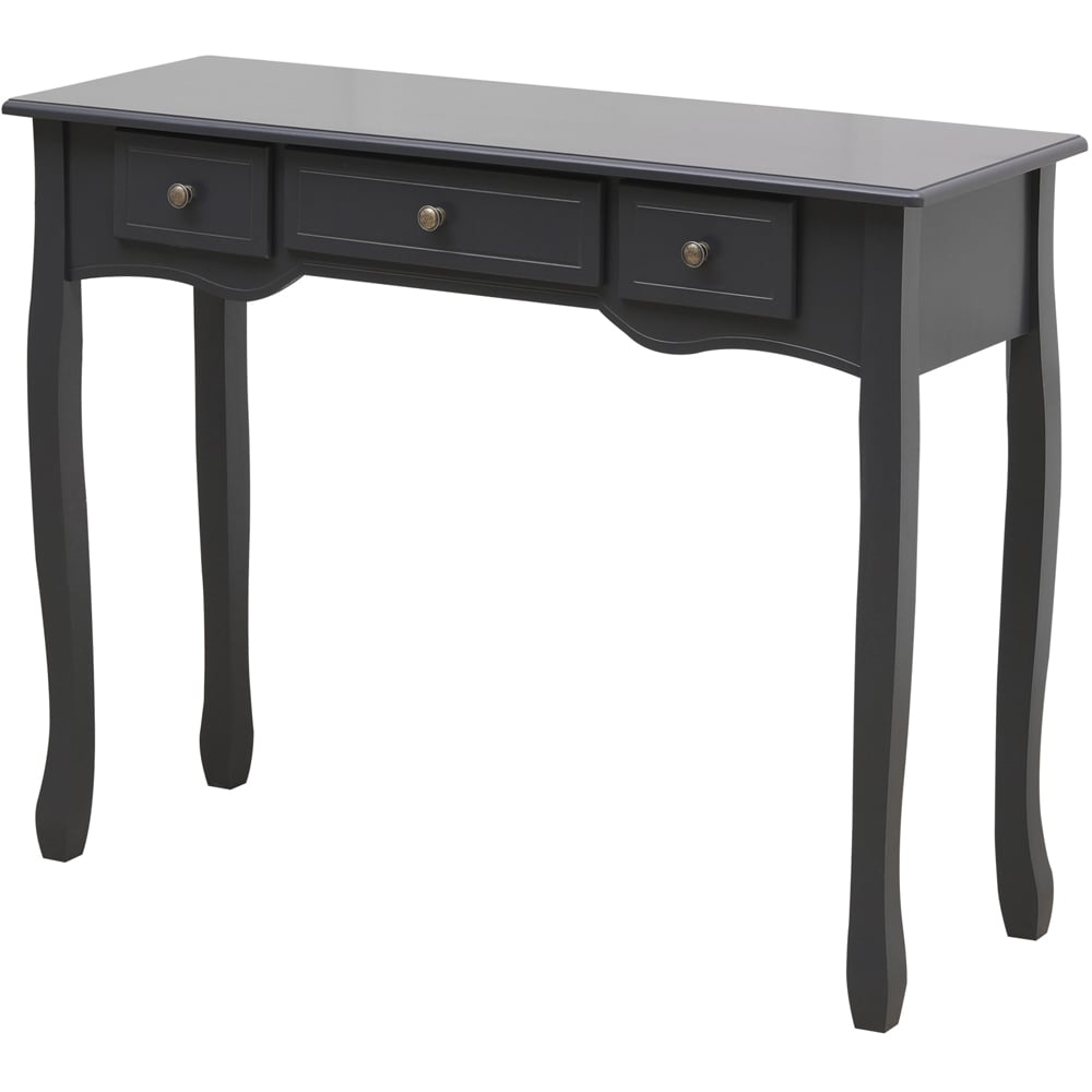 FurnitureHMD 3 Drawer Dark Grey Console Table Image 2