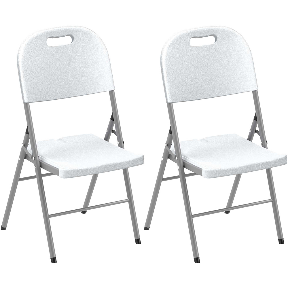 Outsunny White Folding Chair Set of 2 Image 2