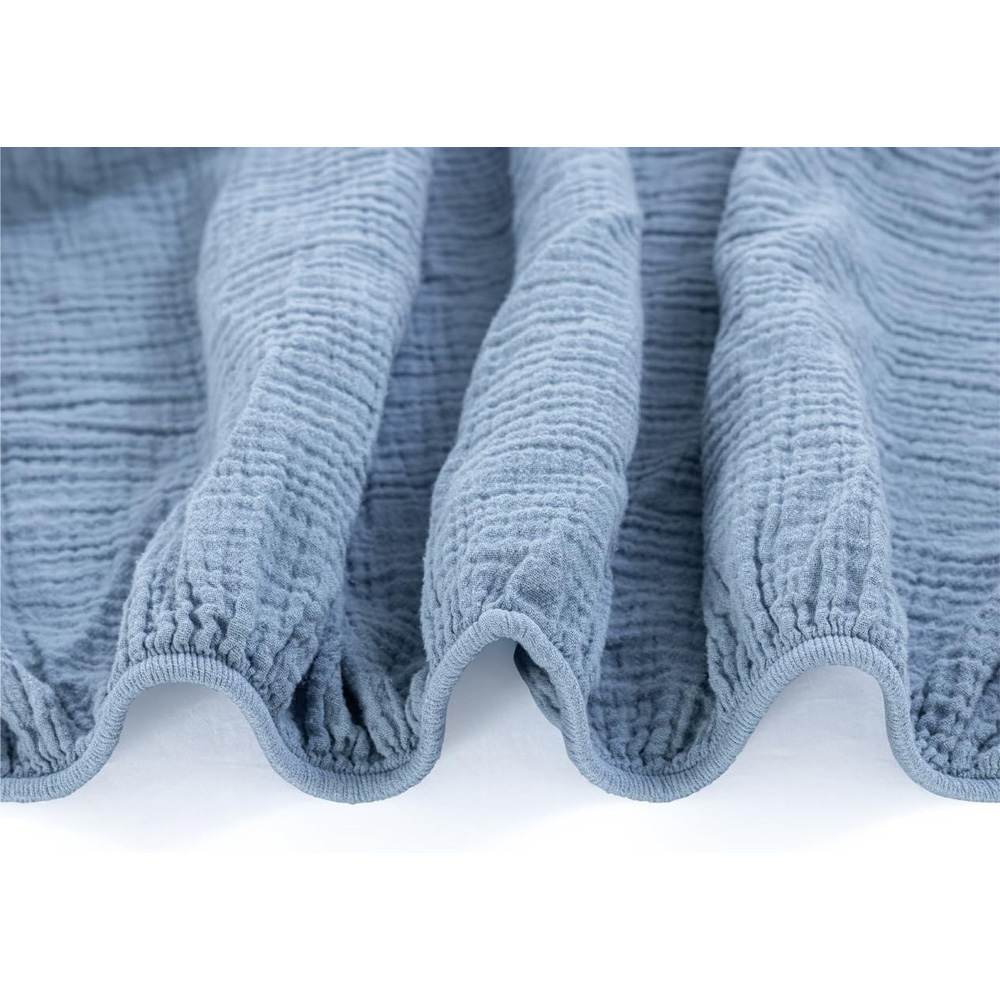 MHG Living Blue and Light Blue Cotton Muslin Fitted Cot Bed Sheet 140 x 70cm 2 Pack Image 3