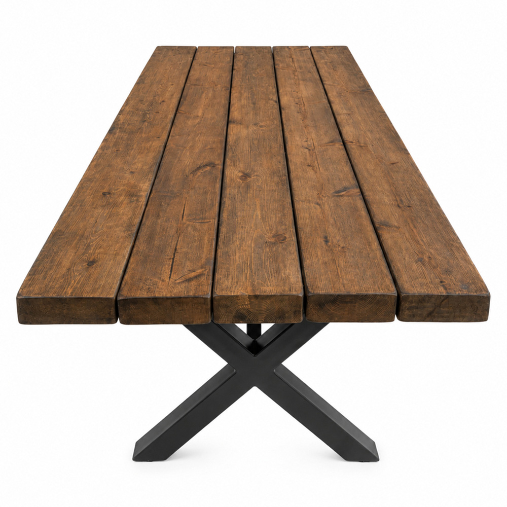 Homebase Chunky Handmade Jacobean Brown 4 Seater Outdoor Dining Table Image 2