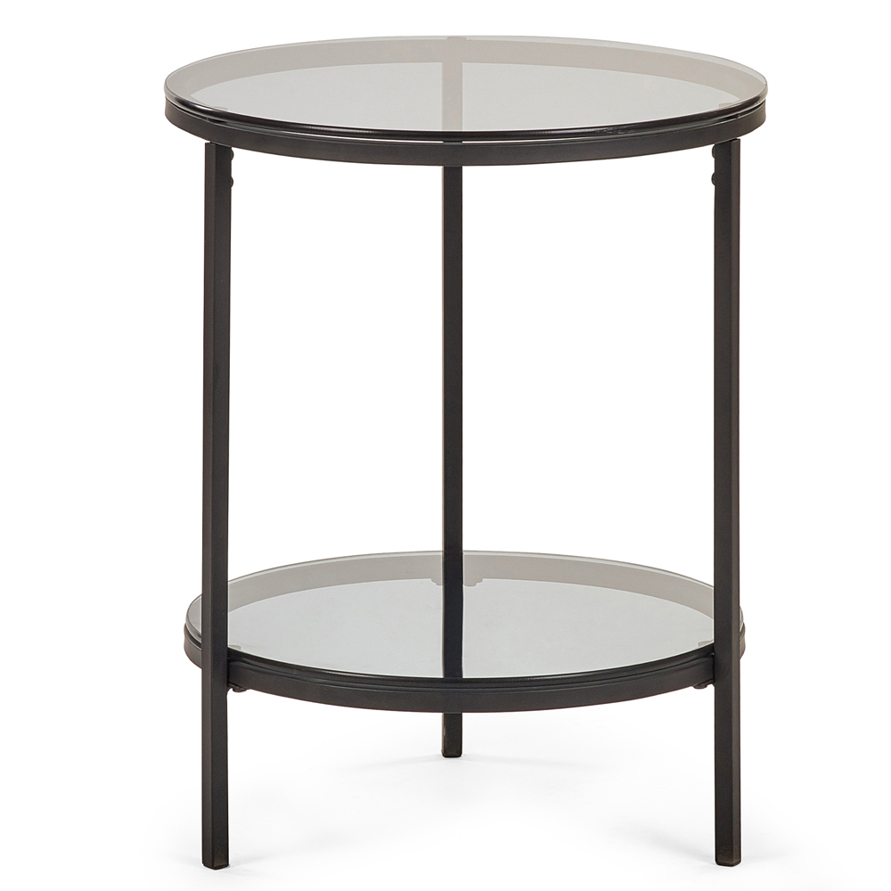 Julian Bowen Chicago Smoked Glass Circular Lamp Table Image 2