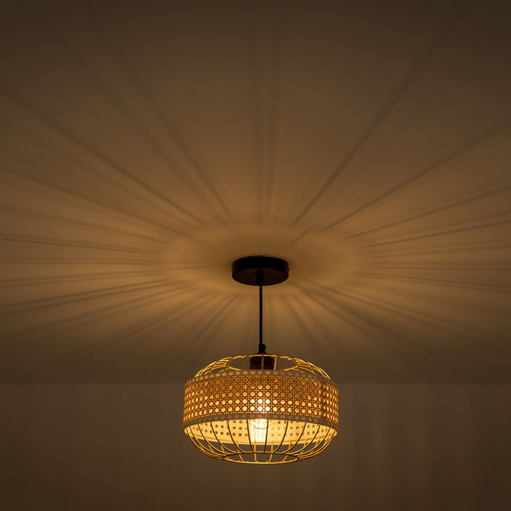 ValueLights Vimet Wicker Gold Pendant Lamp Shade Image 3