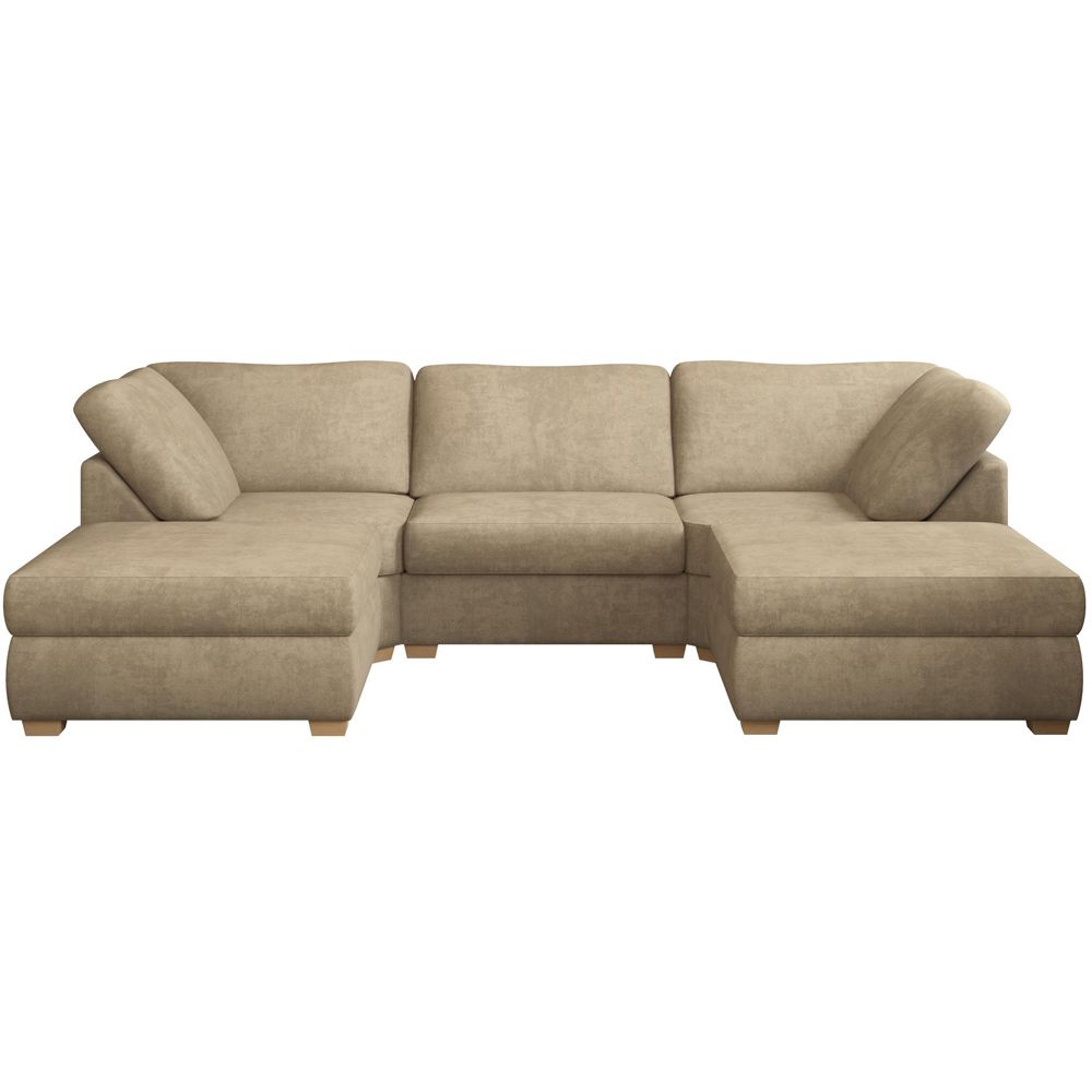 Nestle 5 Seater Mink Plush Velvet Fixed Back U-Shape Sofa Image 2