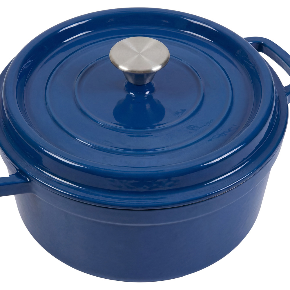 Living and Home 2L Dark Blue Enamelled Cast Iron Dutch Oven Image 3