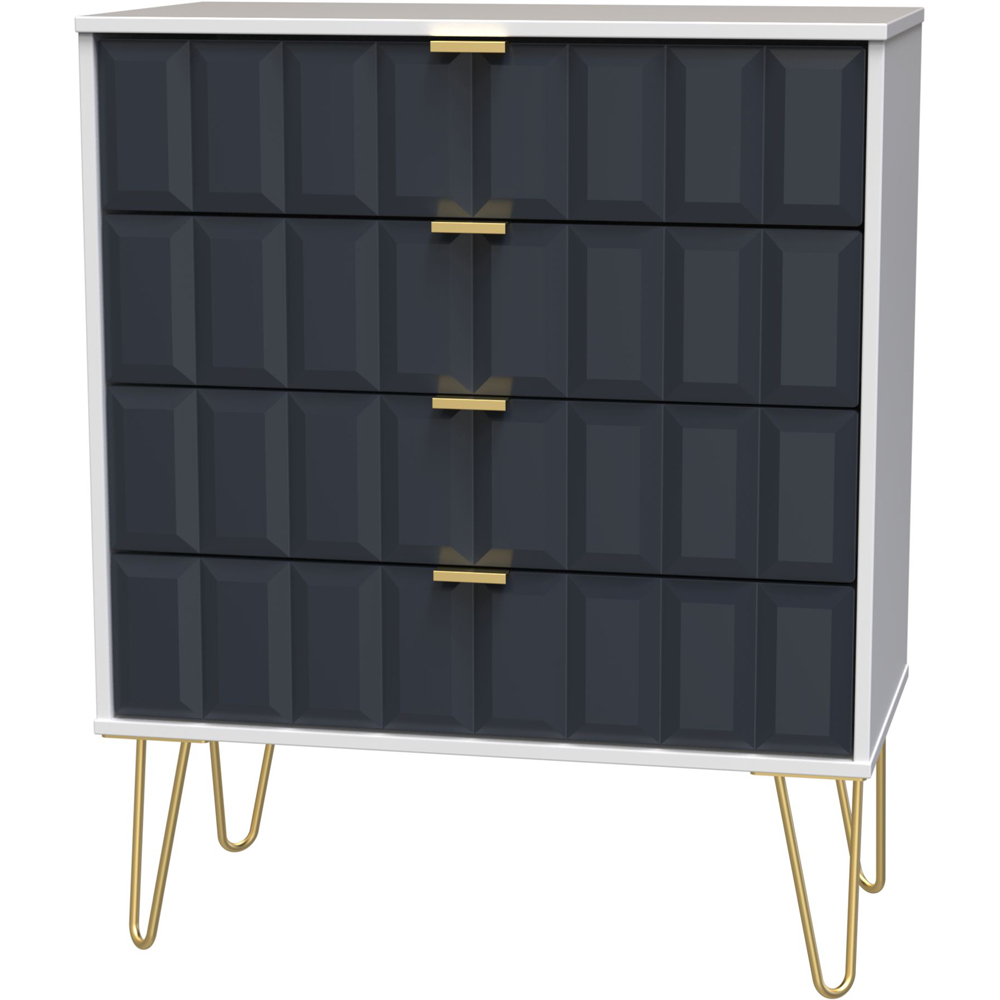 Crowndale Cube 4 Drawer Matt Indigo and White Chest of Drawers Ready Assembled Image 2
