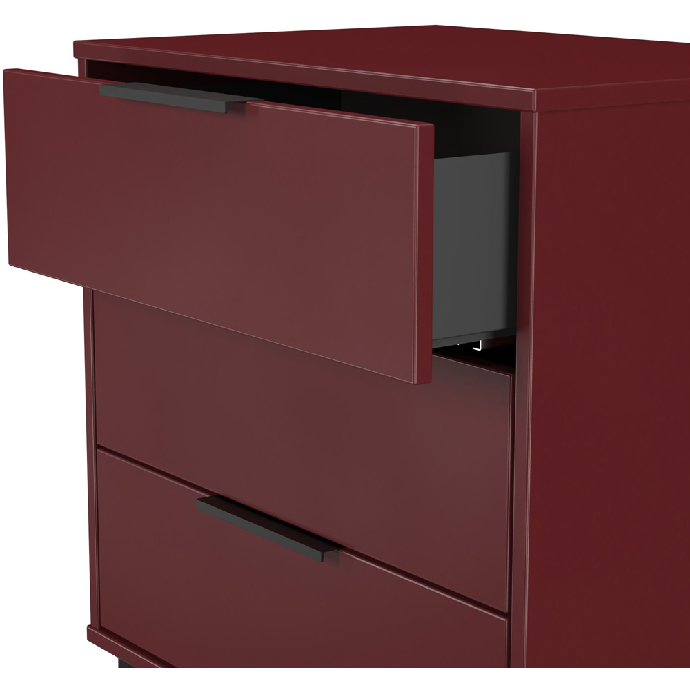 Crowndale Hong Kong 3 Drawer Matt Red and Black Midi Chest of Drawers Ready Assembled Image 6