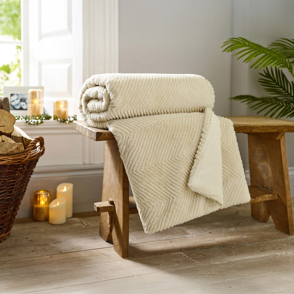 TLC Burghley Faux Fur Almond Throw 130 x 170cm Image 2