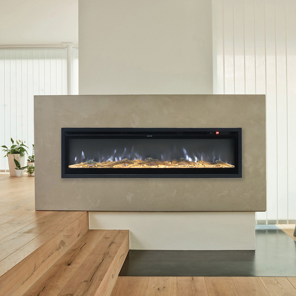 Living and Home 50 Inch Electric Fireplace Wall Mounted Wall Inset or Freestanding 12 Flame Colours with Remote Control Image 2