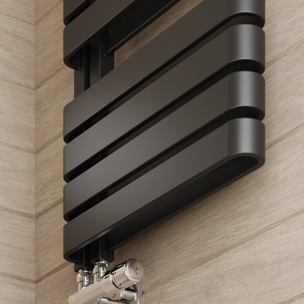 Terma Warp S Matt Black Heated Towel Rail 2605 BTU 1110 x 500mm Image 6