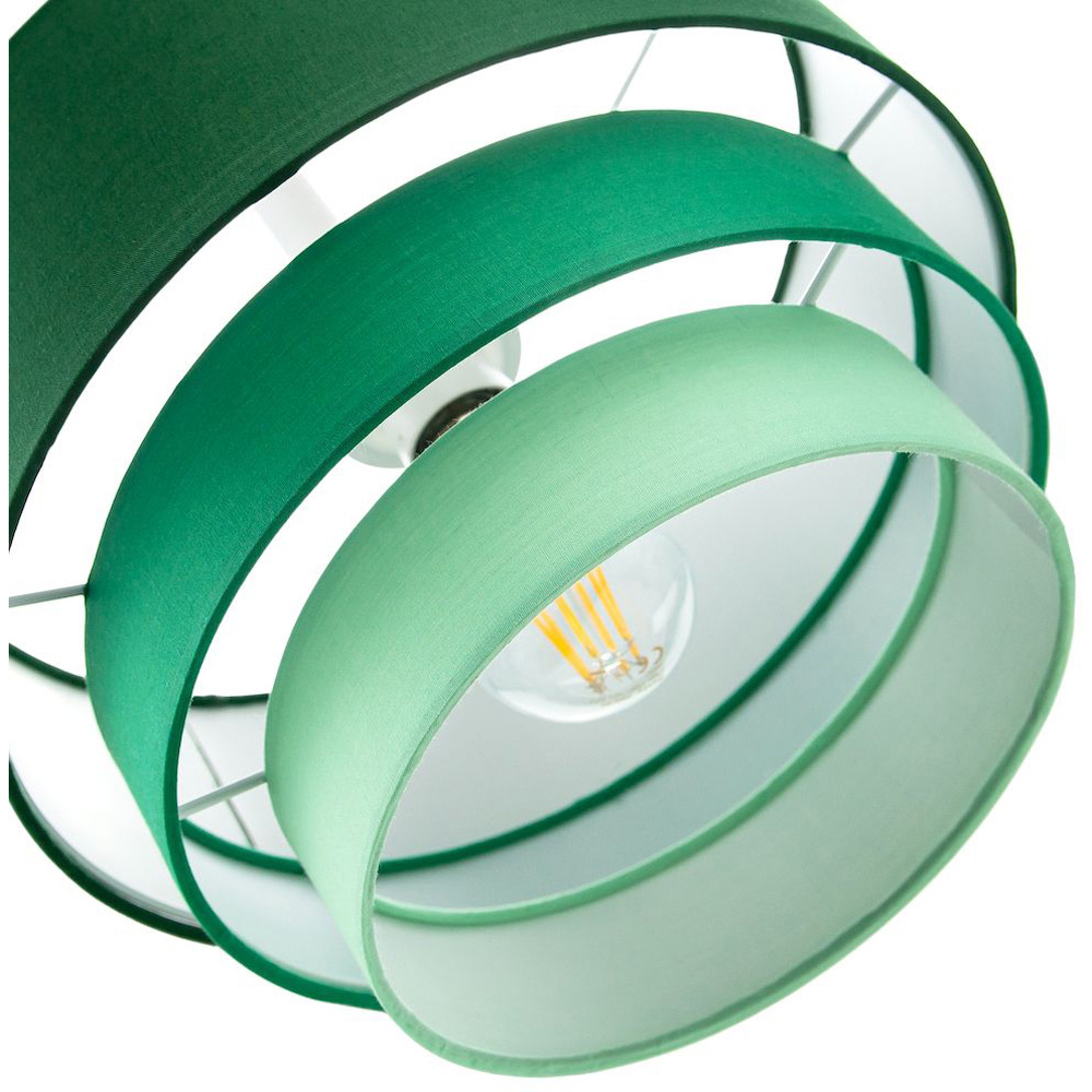 Happy Homewares 3 Tier Forest Green Cotton Round Pendant Shade Image 5