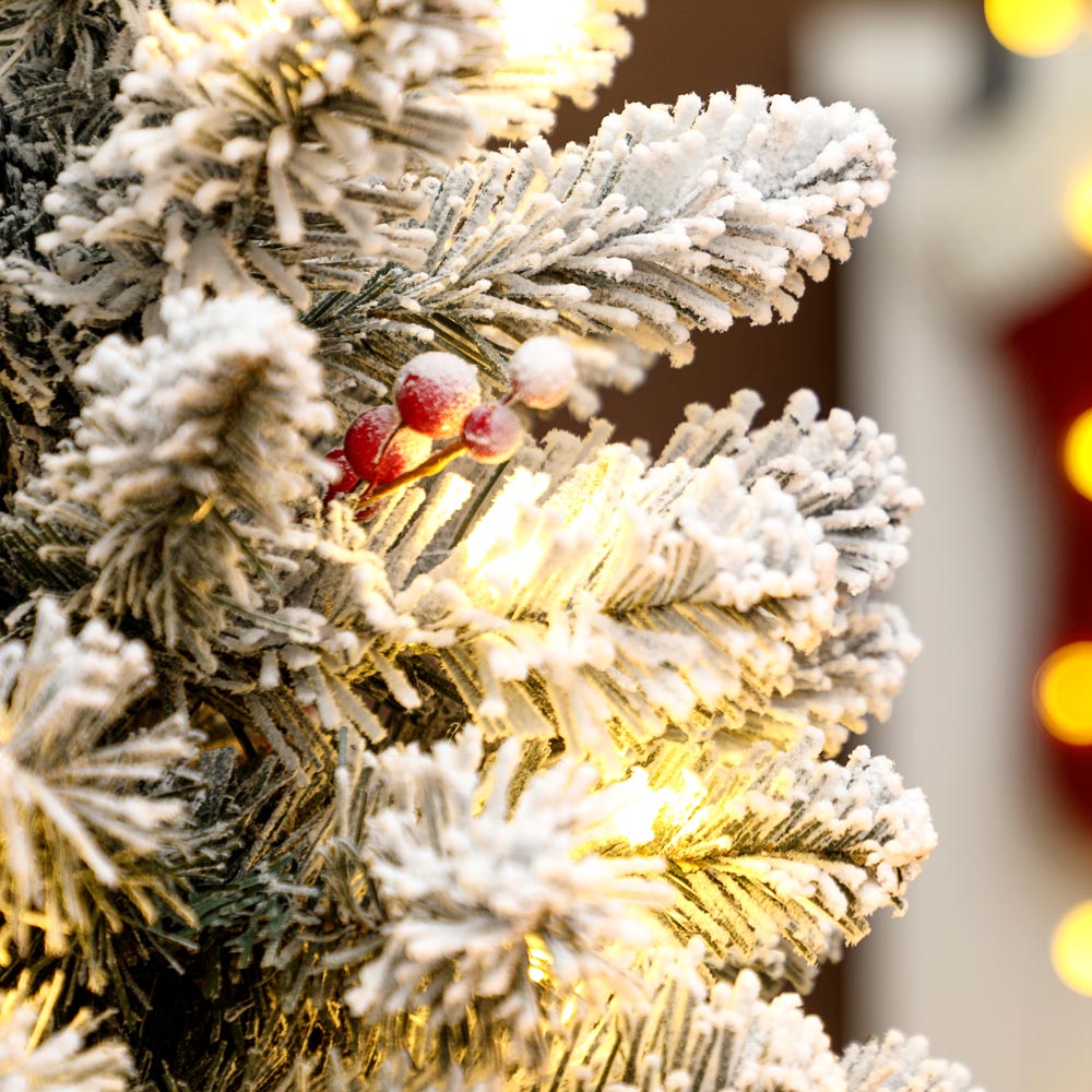 Everglow Pre-Lit Snow Flocked Small Tabletop Artificial Christmas tree with Pinecones and Berries 2ft Image 4
