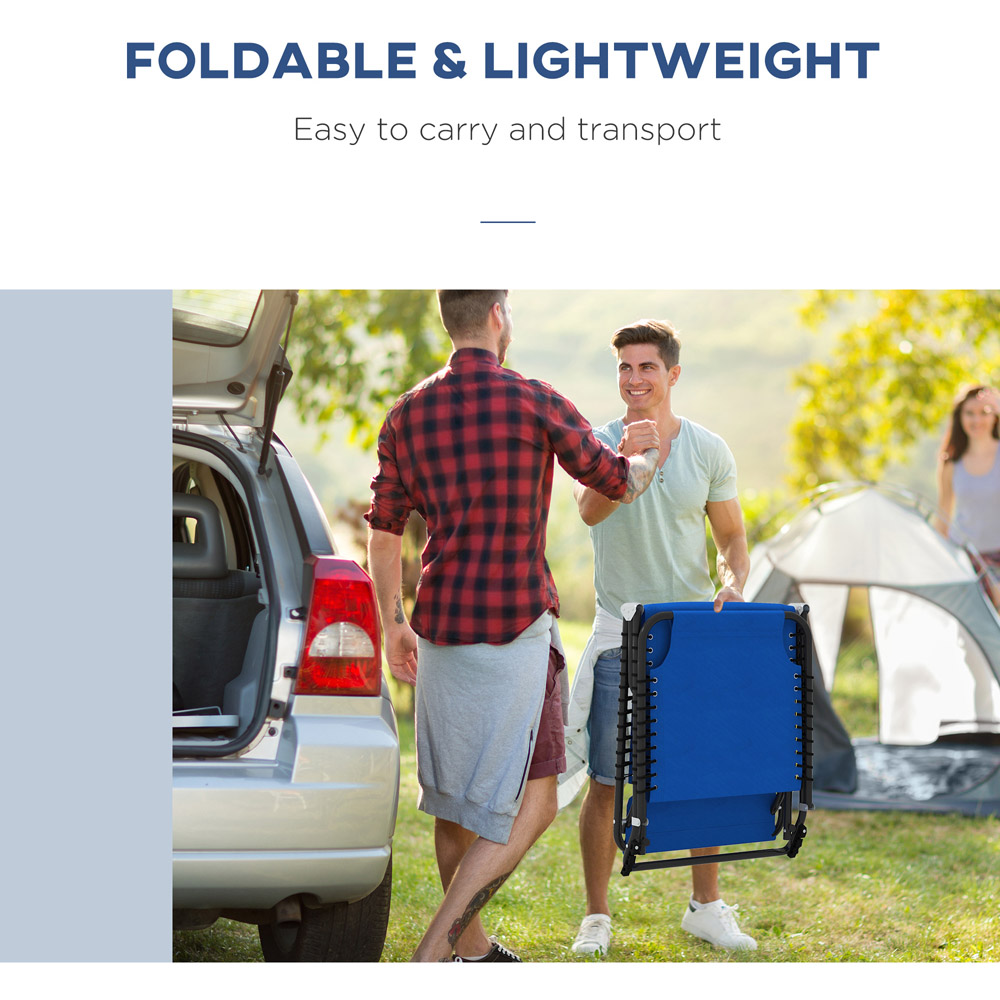 Outsunny Set of 2 Blue Foldable Cot Sun Lounger Image 6