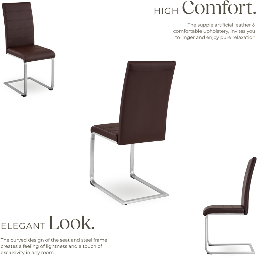 tectake Set of 6 Brown Cantilever High Backrest Dining Chair Image 4