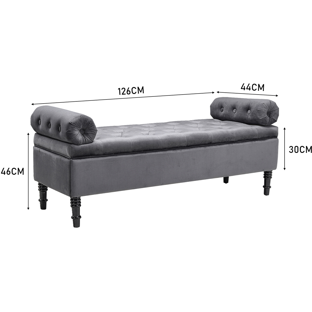 Living and Home Grey Upholstered Flip Top Storage Bench with Side Arms Image 9