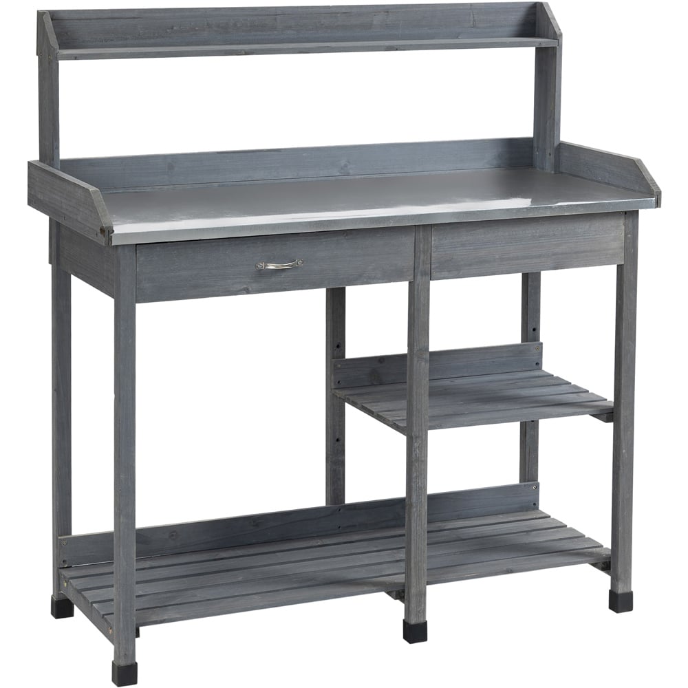 Outsunny Garden Potting Table Drawers Image 1