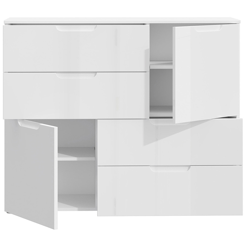 Florence Sienna 2 Door 4 Drawer White High Gloss Abstract Cabinet Image 5