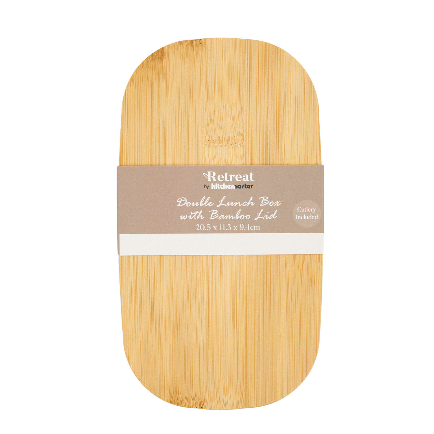 Double Lunch Box with Bamboo Lid - White Image 2