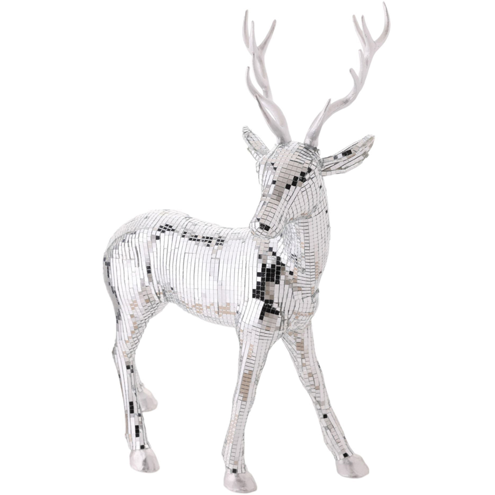 The Christmas Gift Co Disco Tiled Standing Reindeer Ornament Image 2