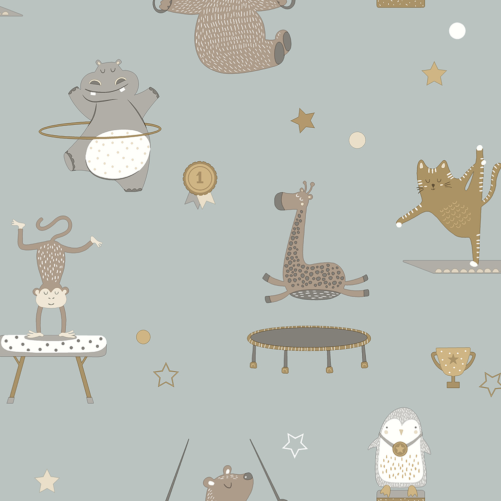 Holden Decor Animal Gymnastics Blue Wallpaper Image 1