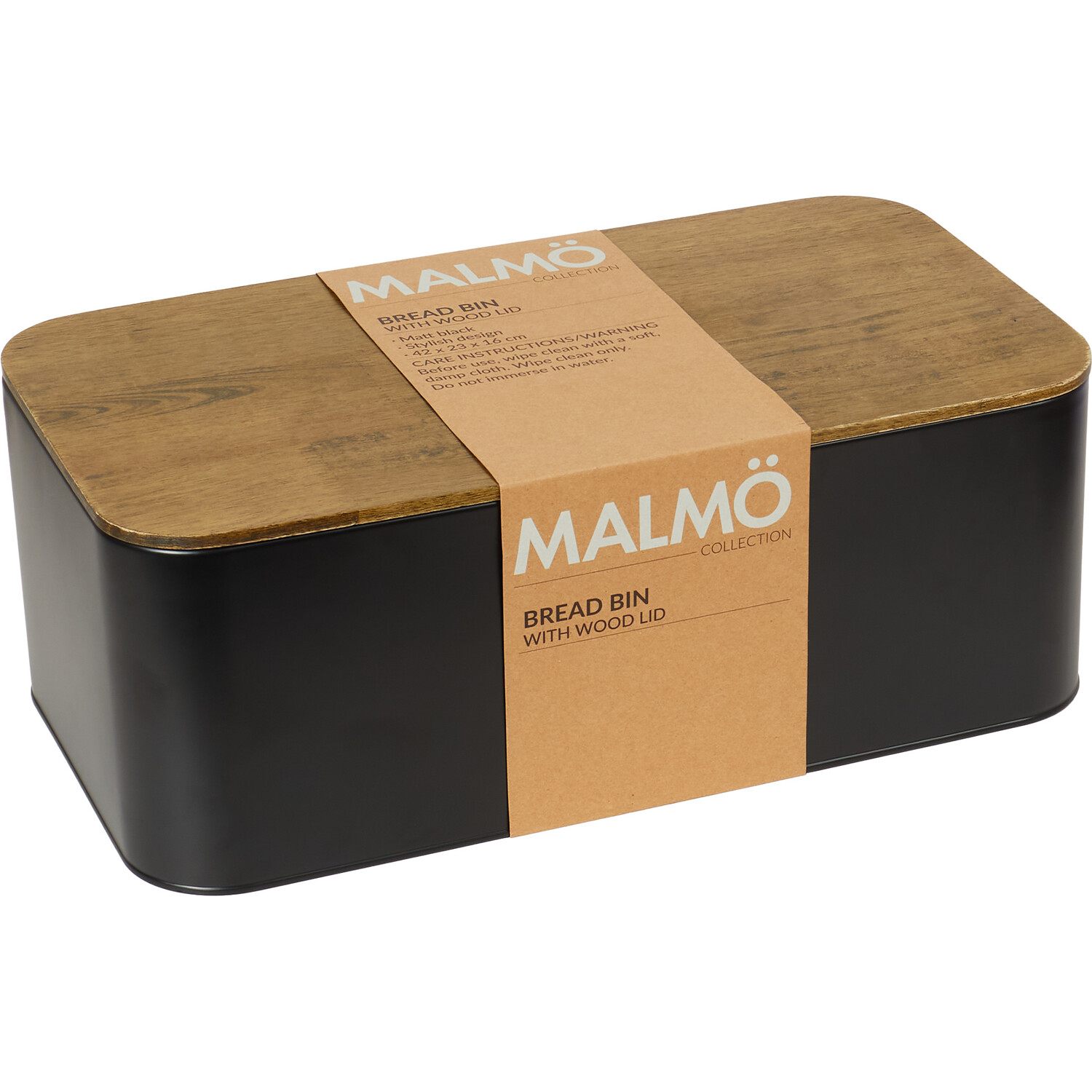 Malmo Rectangular Bread Bin - Black Image 4