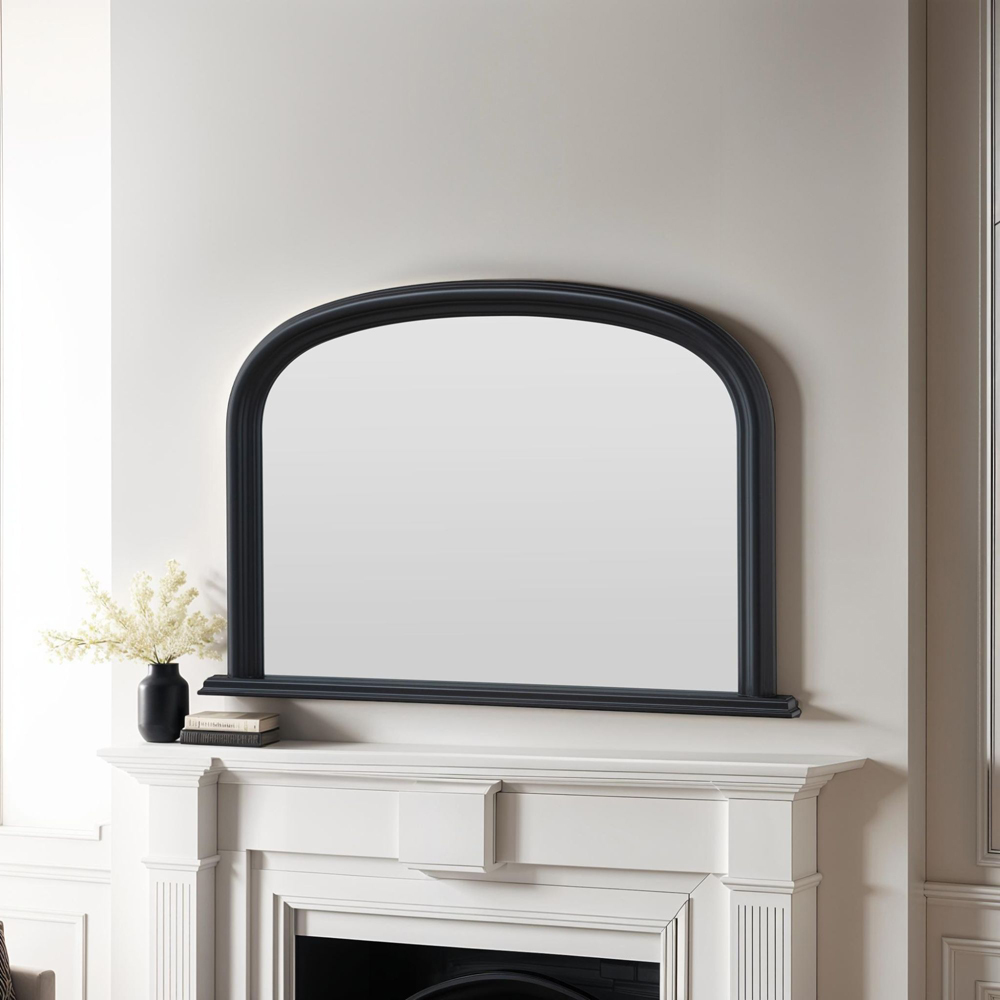 Yearn Black Contemporary Arched Overmantle Mirror 77 x 112cm Image 2