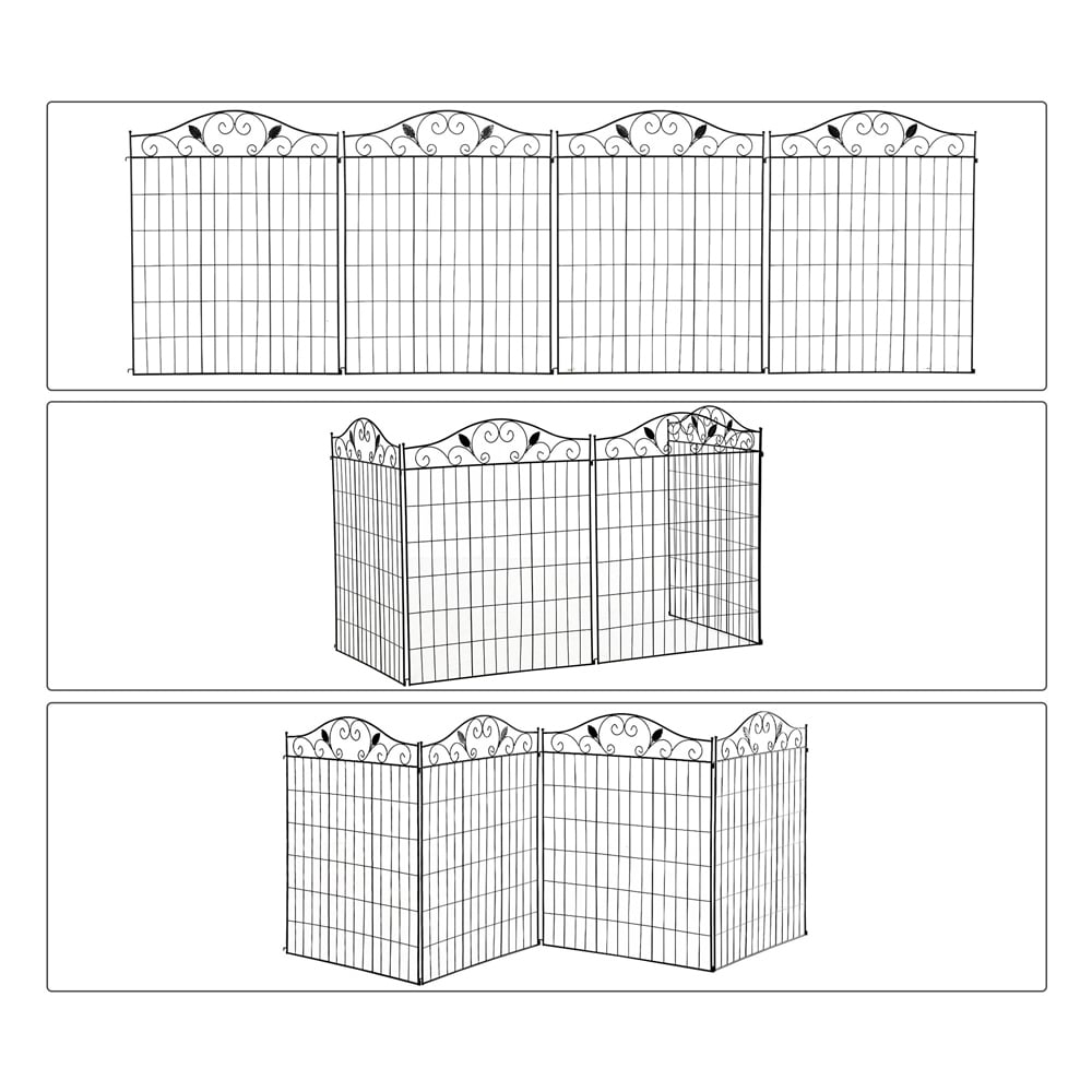Outsunny Garden Decorative Fence 4 Panel Image 6