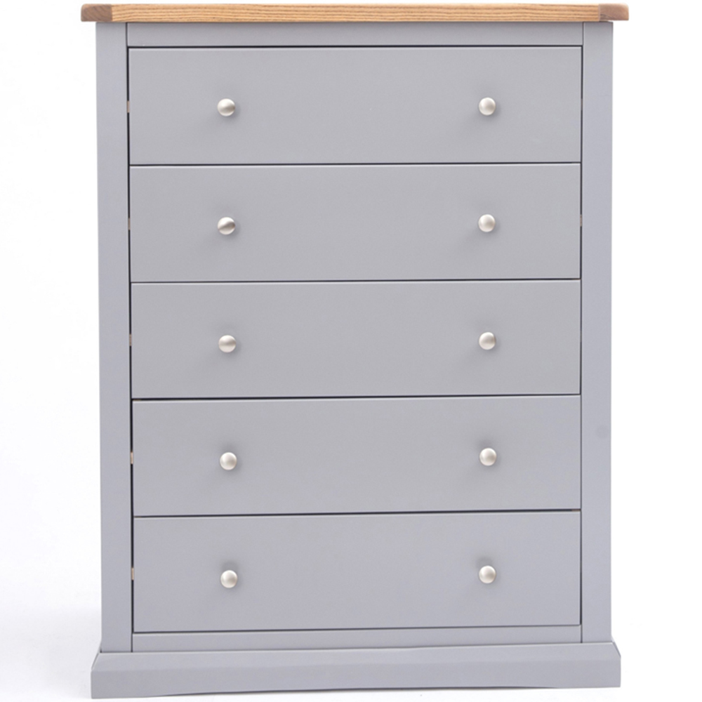 Cabinet Bits Rocca 5 Drawer Dark Grey Chrome Knob Chest of Drawers Image 2