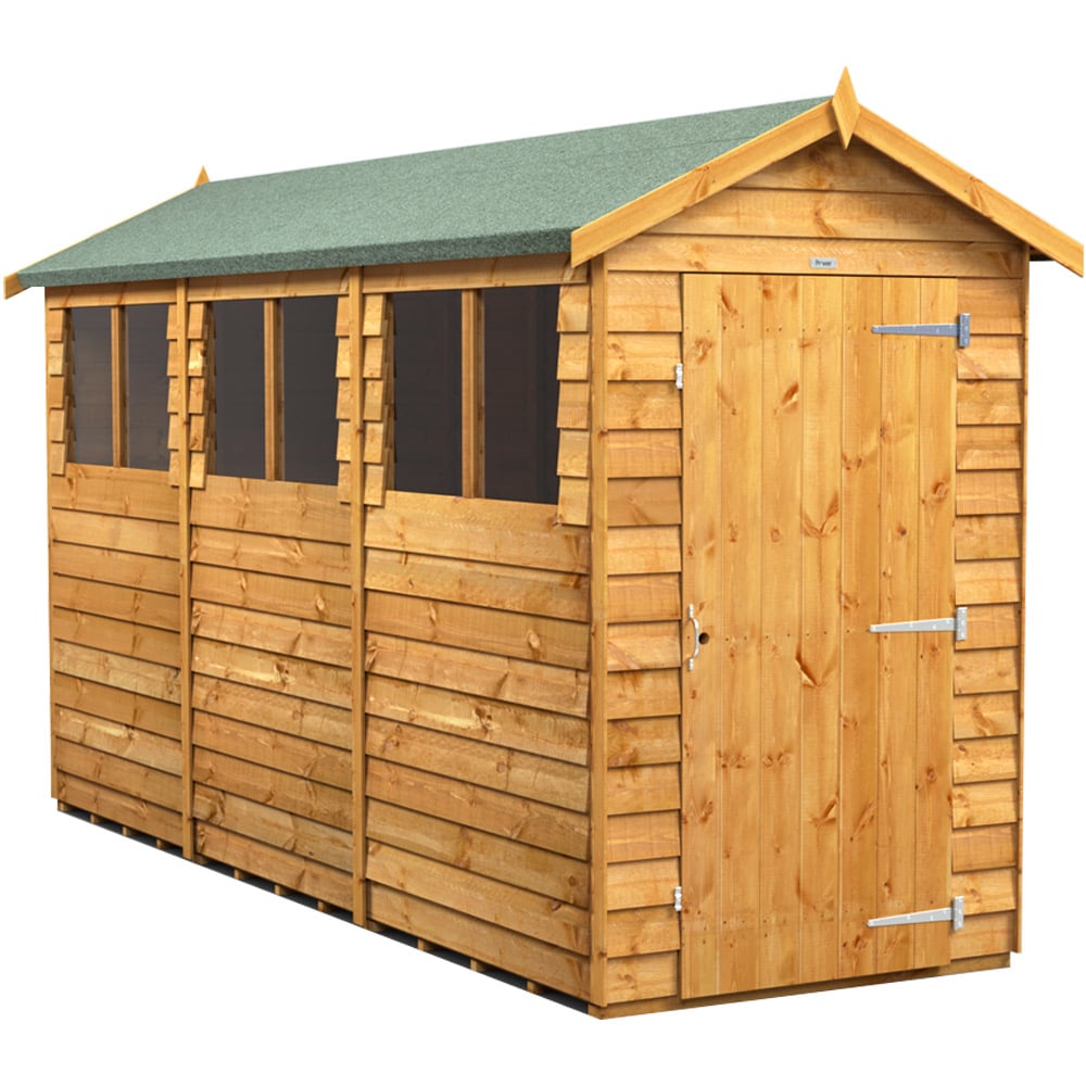 Power Sheds 12 x 4ft Overlap Apex Wooden Shed Image 1